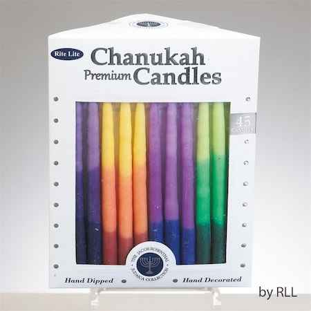 Rite Lite Premium Chanukah Candles, Rainbow Tri-Color, 12PK C-29-MN2